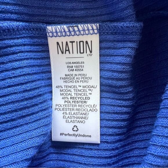 Nation LTD Oriana Ruffled Sash Dress Ribbed Midi Dress Royal Blue Suede NWT - Picture 12 of 14